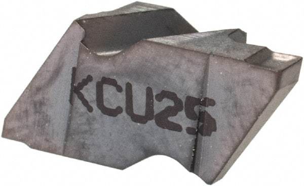 Kennametal - 2M195NG K Grade KCU25, 1.95mm Cutting Width Carbide Grooving Insert - 2.79mm Max Depth of Cut, Left Hand, 0.19mm Corner Radius, AlTiN Finish - USA Tool & Supply