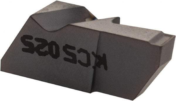 Kennametal - 2M250NGD K Grade KC5025, 2.5mm Cutting Width Carbide Grooving Insert - 5.08mm Max Depth of Cut, Left Hand, 0.19mm Corner Radius, AlTiN Finish - USA Tool & Supply