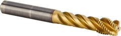 Kennametal - M14x2.00 Metric 4 Flute 6HX Modified Bottoming Spiral Flute Tap - Solid Carbide, TiAlN Finish, 110mm OAL, Right Hand Flute, Right Hand Thread, Series T331 - USA Tool & Supply