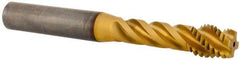 Kennametal - M12x1.75 Metric 4 Flute 6HX Modified Bottoming Spiral Flute Tap - Solid Carbide, TiAlN Finish, 100mm OAL, Right Hand Flute, Right Hand Thread, Series T331 - USA Tool & Supply
