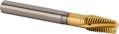 Kennametal - M12x1.75 Metric 4 Flute 6HX Plug Spiral Flute Tap - Solid Carbide, TiAlN/TiN Finish, 100mm OAL, Left Hand Flute, Right Hand Thread, Series T321 - USA Tool & Supply