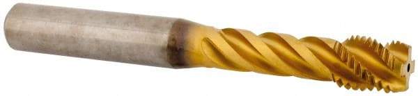 Kennametal - M12x1.50 Metric Fine 4 Flute 6HX Modified Bottoming Spiral Flute Tap - Solid Carbide, TiAlN Finish, 100mm OAL, Right Hand Flute, Right Hand Thread, Series T331 - USA Tool & Supply