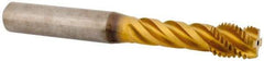 Kennametal - M12x1.50 Metric Fine 4 Flute 6HX Modified Bottoming Spiral Flute Tap - Solid Carbide, TiAlN Finish, 100mm OAL, Right Hand Flute, Right Hand Thread, Series T331 - USA Tool & Supply