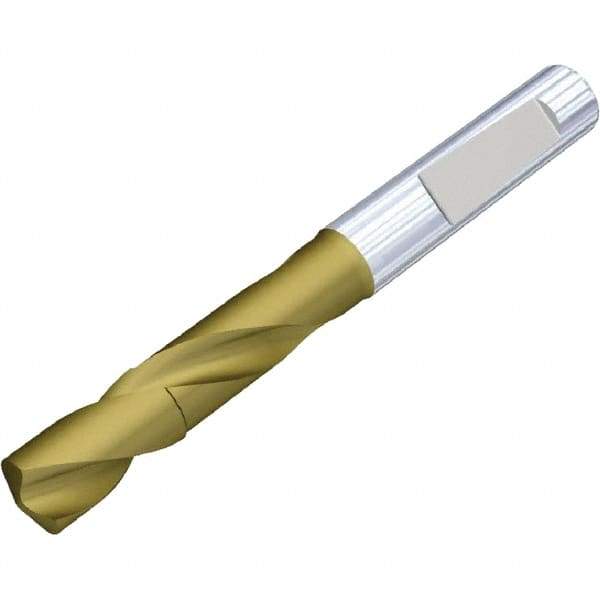 Kennametal - 3.6mm 140° Spiral Flute Solid Carbide Screw Machine Drill Bit - Multilayer TiAlN Finish, Right Hand Cut, 20mm Flute Length, 62mm OAL, Standard Point, Whistle Notch Shank - USA Tool & Supply