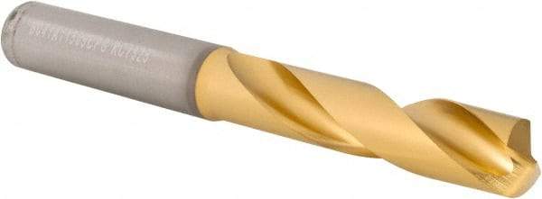 Kennametal - 29/64" 140° Spiral Flute Solid Carbide Screw Machine Drill Bit - Multilayer TiAlN Finish, Right Hand Cut, 55mm Flute Length, 102mm OAL, Standard Point, Straight Shank - USA Tool & Supply