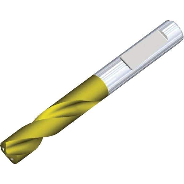 Kennametal - 7.1mm 140° Spiral Flute Solid Carbide Screw Machine Drill Bit - Multilayer TiAlN Finish, Right Hand Cut, 41mm Flute Length, 79mm OAL, Standard Point, Whistle Notch Shank, Through Coolant - USA Tool & Supply