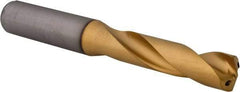 Kennametal - 31/64" 140° Spiral Flute Solid Carbide Screw Machine Drill Bit - Multilayer TiAlN Finish, Right Hand Cut, 60mm Flute Length, 107mm OAL, Standard Point, Straight Shank, Through Coolant - USA Tool & Supply