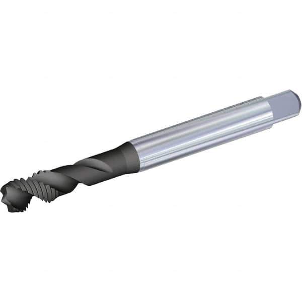 Kennametal - M12x1.75 Metric 3 Flute 6H Plug Spiral Flute Tap - High Speed Steel, Diamond-Like Carbon (DLC) Finish, 110mm OAL, Right Hand Flute, Right Hand Thread, Series T680 - USA Tool & Supply
