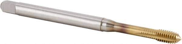 Kennametal - M3x0.50 Metric Coarse 6HX Modified Bottoming Thread Forming Tap - Powdered Metal High Speed Steel, TiN Finish, 56mm OAL, 6mm Thread Length, Right Hand Thread, Series T622 - USA Tool & Supply