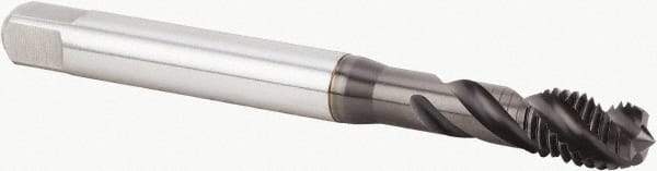 Kennametal - M10x1.50 Metric 3 Flute 6H Modified Bottoming Spiral Flute Tap - Powdered Metal, TiN Finish, 100mm OAL, Right Hand Flute, Right Hand Thread, Series T604 - Exact Industrial Supply