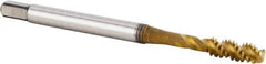 Kennametal - #10-32 UNF 3 Flute 3BX Modified Bottoming Spiral Flute Tap - Powdered Metal, TiCN/TiN Finish, 59.94mm OAL, Right Hand Flute, Right Hand Thread, Series T630 - Exact Industrial Supply