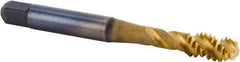 Kennametal - M8x1.25 Metric 3 Flute 6HX Modified Bottoming Spiral Flute Tap - Powdered Metal, TiCN/TiN Finish, 68.58mm OAL, Right Hand Flute, Right Hand Thread, Series T630 - USA Tool & Supply