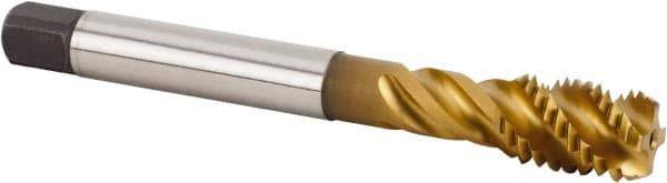 Kennametal - M12x1.50 Metric 4 Flute 6HX Bottoming Spiral Flute Tap - Powdered Metal, TiN Finish, 100mm OAL, Right Hand Flute, Right Hand Thread, Series T633 - USA Tool & Supply
