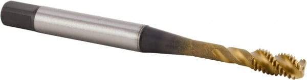 Kennametal - M6x1.00 Metric 3 Flute 6HX Bottoming Spiral Flute Tap - Powdered Metal, TiN Finish, 80mm OAL, Right Hand Flute, Right Hand Thread, Series T633 - USA Tool & Supply