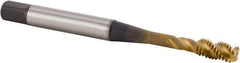 Kennametal - M10x1.50 Metric 3 Flute 6HX Bottoming Spiral Flute Tap - Powdered Metal, TiN Finish, 100mm OAL, Right Hand Flute, Right Hand Thread, Series T633 - USA Tool & Supply
