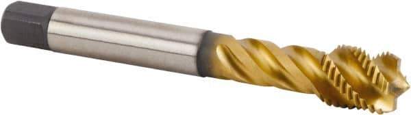 Kennametal - M14x1.50 Metric Fine 4 Flute 6HX Bottoming Spiral Flute Tap - Powdered Metal, TiN Finish, 100mm OAL, Right Hand Flute, Right Hand Thread, Series T632 - USA Tool & Supply
