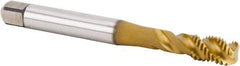 Kennametal - M10x1.50 Metric 3 Flute 6HX Bottoming Spiral Flute Tap - Powdered Metal, TiN Finish, 100.1mm OAL, Right Hand Flute, Right Hand Thread, Series T632 - USA Tool & Supply