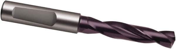 Guhring - 6.1mm 140° Spiral Flute Solid Carbide Screw Machine Drill Bit - FIREX Finish, Right Hand Cut, 34mm Flute Length, 79mm OAL, SU Point, Whistle Notch Shank, Through Coolant - USA Tool & Supply