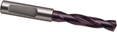 Guhring - 5.4mm 140° Spiral Flute Solid Carbide Screw Machine Drill Bit - FIREX Finish, Right Hand Cut, 28mm Flute Length, 66mm OAL, SU Point, Whistle Notch Shank, Through Coolant - USA Tool & Supply
