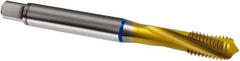 Guhring - M10x1.50 Metric 3 Flute 6H Modified Bottoming Spiral Flute Tap - Cobalt, TiN Finish, 100mm OAL, Right Hand Flute, Right Hand Thread, D4/D5, Series 2896 - USA Tool & Supply