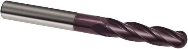 Guhring - 6mm Diam, 30mm LOC, 4 Flute Solid Carbide Ball End Mill - FIREX Finish, Single End, 75mm OAL, 6mm Shank Diam, Spiral Flute - USA Tool & Supply