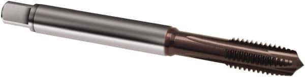 Guhring - M4x0.70 Metric, 3 Flute, TiAlN Finish, Powdered Metal Spiral Point Tap - Plug Chamfer, Right Hand Thread, 56mm OAL, 6H Class of Fit, Series 2916 - Exact Industrial Supply