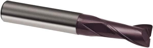 Guhring - 3/8", 1" LOC, 3/8" Shank Diam, 2-1/2" OAL, 2 Flute, Solid Carbide Square End Mill - Single End, FIREX Finish, Spiral Flute, 30° Helix, Right Hand Cut, Right Hand Flute, Series 3087 - USA Tool & Supply