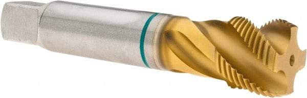 Guhring - 1-1/8 - 12 UNF 4 Flute 2B Modified Bottoming Spiral Flute Tap - Cobalt, TiN Finish, 5.441" OAL, Right Hand Flute, Right Hand Thread, H6/H7, Series 3923 - USA Tool & Supply