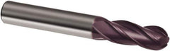 Guhring - 7/16" Diam, 2" LOC, 4 Flute Solid Carbide Ball End Mill - Super-A Finish, Single End, 4-1/2" OAL, 7/16" Shank Diam, Spiral Flute - USA Tool & Supply