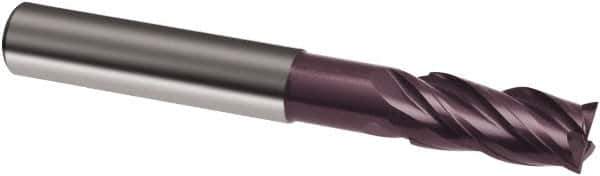 Guhring - 12mm, 26mm LOC, 12mm Shank Diam, 93mm OAL, 4 Flute, Solid Carbide Square End Mill - Single End, FIREX Finish, Spiral Flute, 35/38° Helix, Centercutting, Right Hand Cut, Right Hand Flute, Series 3837 - USA Tool & Supply