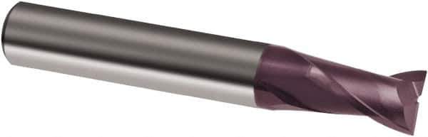 Guhring - 14mm, 14mm LOC, 14mm Shank Diam, 75mm OAL, 2 Flute, Solid Carbide Square End Mill - Single End, FIREX Finish, Spiral Flute, 30° Helix, Right Hand Cut, Right Hand Flute, Series 3633 - USA Tool & Supply