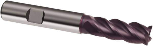 Guhring - 8mm, 19mm LOC, 8mm Shank Diam, 63mm OAL, 4 Flute, Solid Carbide Square End Mill - Single End, FIREX Finish, Spiral Flute, 40/42° Helix, Centercutting, Right Hand Cut, Right Hand Flute, Series 3630 - USA Tool & Supply