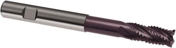 Guhring - 6mm, 13mm LOC, 6mm Shank Diam, 75mm OAL, 4 Flute, Solid Carbide Square End Mill - Single End, FIREX Finish, Spiral Flute, 30/32° Helix, Centercutting, Right Hand Cut, Right Hand Flute, Series 3600 - USA Tool & Supply