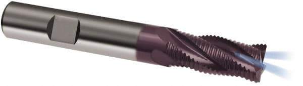 Guhring - 10mm Diam, Coarse Pitch, 22mm LOC, 4 Flute Solid Carbide Corner Chamfer Roughing End Mill - FIREX Finish, 72mm OAL, 10mm Shank Diam, Single End - USA Tool & Supply