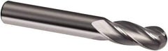 Guhring - 12mm Diam, 26mm LOC, 4 Flute Solid Carbide Ball End Mill - Uncoated, Single End, 83mm OAL, 12mm Shank Diam, Spiral Flute - USA Tool & Supply