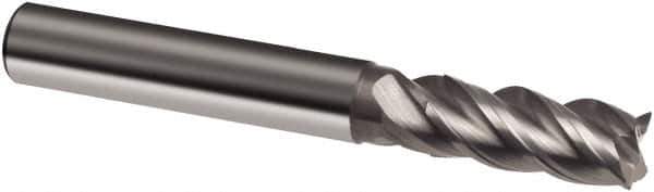 Guhring - 12mm, 26mm LOC, 12mm Shank Diam, 83mm OAL, 4 Flute, Solid Carbide Square End Mill - Single End, Uncoated, Spiral Flute, 40/42° Helix, Centercutting, Right Hand Cut, Right Hand Flute, Series 3202 - USA Tool & Supply