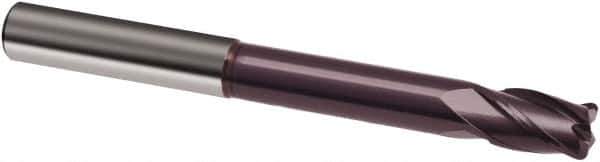 Guhring - 1/2", 1/2" LOC, 1/2" Shank Diam, 4-1/2" OAL, 4 Flute, Solid Carbide Square End Mill - Single End, FIREX Finish, Spiral Flute, 30° Helix, Right Hand Cut, Right Hand Flute, Series 3192 - USA Tool & Supply