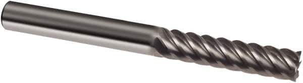 Guhring - 5/8", 2-1/4" LOC, 5/8" Shank Diam, 5" OAL, 6 Flute, Solid Carbide Square End Mill - Single End, Uncoated, Spiral Flute, 45° Helix, Right Hand Cut, Right Hand Flute, Series 3180 - USA Tool & Supply