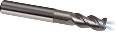 Guhring - 3/8", 9/16" LOC, 3/8" Shank Diam, 3" OAL, 3 Flute, Solid Carbide Square End Mill - Single End, Uncoated, Spiral Flute, 45° Helix, Right Hand Cut, Right Hand Flute, Series 3177 - USA Tool & Supply