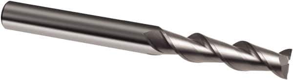 Guhring - 1/4", 1-1/8" LOC, 1/4" Shank Diam, 3" OAL, 2 Flute, Solid Carbide Square End Mill - Single End, Uncoated, Spiral Flute, 45° Helix, Right Hand Cut, Right Hand Flute, Series 3175 - USA Tool & Supply
