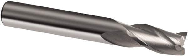 Guhring - 1/2", 1" LOC, 1/2" Shank Diam, 3" OAL, 3 Flute, Solid Carbide Square End Mill - Single End, Uncoated, Spiral Flute, 30° Helix, Right Hand Cut, Right Hand Flute, Series 3168 - USA Tool & Supply