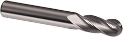 Guhring - 9/16" Diam, 1-1/8" LOC, 4 Flute Solid Carbide Ball End Mill - Uncoated, Single End, 3-1/2" OAL, 9/16" Shank Diam, Spiral Flute - USA Tool & Supply
