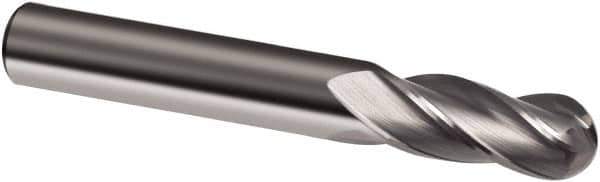 Guhring - 1" Diam, 1-1/2" LOC, 4 Flute Solid Carbide Ball End Mill - Uncoated, Single End, 4" OAL, 1" Shank Diam, Spiral Flute - USA Tool & Supply
