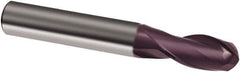 Guhring - 9/16" Diam, 1-1/8" LOC, 2 Flute Solid Carbide Ball End Mill - FIREX Finish, Single End, 3-1/2" OAL, 9/16" Shank Diam, Spiral Flute - USA Tool & Supply