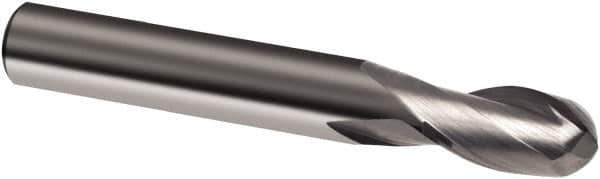 Guhring - 5/8" Diam, 1-1/4" LOC, 2 Flute Solid Carbide Ball End Mill - Uncoated, Single End, 3-1/2" OAL, 5/8" Shank Diam, Spiral Flute - USA Tool & Supply