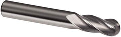 Guhring - 3/8" Diam, 1-1/8" LOC, 4 Flute Solid Carbide Ball End Mill - Uncoated, Single End, 3" OAL, 3/8" Shank Diam, Spiral Flute - USA Tool & Supply