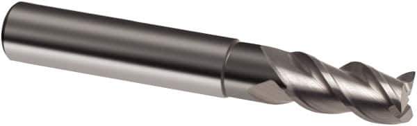 Guhring - 12mm, 22mm LOC, 12mm Shank Diam, 83mm OAL, 3 Flute, Solid Carbide Square End Mill - Single End, Uncoated, Spiral Flute, 39/40/41° Helix, Centercutting, Right Hand Cut, Right Hand Flute, Series 3472 - USA Tool & Supply