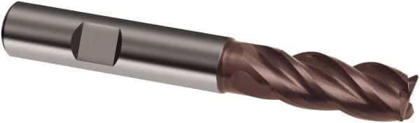 Guhring - 10mm, 22mm LOC, 10mm Shank Diam, 72mm OAL, 4 Flute, Solid Carbide Square End Mill - Single End, Nano-A Finish, Spiral Flute, 36/38° Helix, Centercutting, Right Hand Cut, Right Hand Flute, Series 3803 - USA Tool & Supply