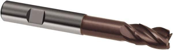 Guhring - 20mm, 26mm LOC, 20mm Shank Diam, 126mm OAL, 4 Flute, Solid Carbide Square End Mill - Single End, Nano-A Finish, Spiral Flute, 36/38° Helix, Centercutting, Right Hand Cut, Right Hand Flute, Series 3807 - USA Tool & Supply