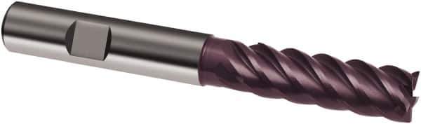 Guhring - 5mm, 15mm LOC, 6mm Shank Diam, 65mm OAL, 5 Flute, Solid Carbide Square End Mill - Single End, FIREX Finish, Spiral Flute, 45° Helix, Centercutting, Right Hand Cut, Right Hand Flute, Series 3898 - USA Tool & Supply